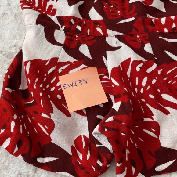 Mikoh Tropical Overall Romper Red White Size Medium - Picture 14 of 14